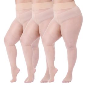 3 Pairs Plus Size Shiny Tights For Women (Option: NUDE-XL)