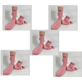 Mid Tube Black And White Couple Matching Holding Socks (Option: Pink-5pair)