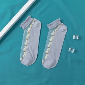 Women's Thin Spun Glass Lace Crystal Boat Socks (Option: Twilight Blue-Free Size)