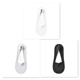 Women's Fashion Silicone Non-slip Shallow Boat Socks (Option: Black Silver White-One size)
