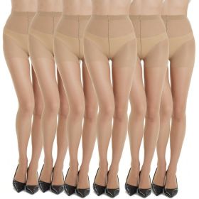 6Pairs Womens 20D Ultra Sheer Tights With Control Top Run Resistant Pantyhose (Option: NUDE-S)