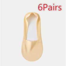 Women's Fashion Silicone Non-slip Shallow Boat Socks (Option: Skin 6Pairs-One size)