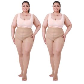 2 Pairs Womens 20D Ultra Toeless Sheer Tights Open Toe Control Top Plus Size  Pantyhose (Option: NUDE-XL)