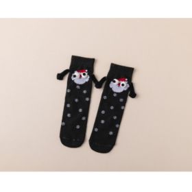 Couple Magnetic Handle Cute Hand Socks Christmas (Option: White Beard Black-Free Size-1pair)