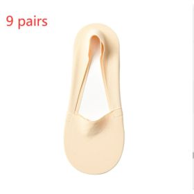 Women's Fashion Silicone Non-slip Shallow Boat Socks (Option: Skin 9pairs-One size)