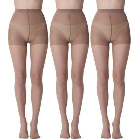 3 Pairs Womens 20D Ultra Sheer Tights With Control Top Run Resistant Pantyhose (Option: NUDE-S)